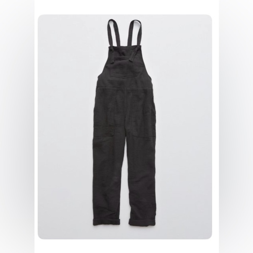 AERIE GAUZE KNOT OVERALL SMOKE GREY COLOR SIZE MEDIUM